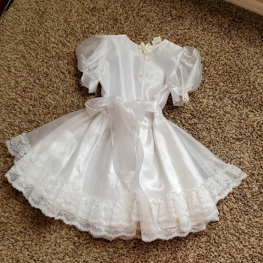 Vintage Popaye's White Sheer Lace Party Dress Size 5 - Picture 6 of 7